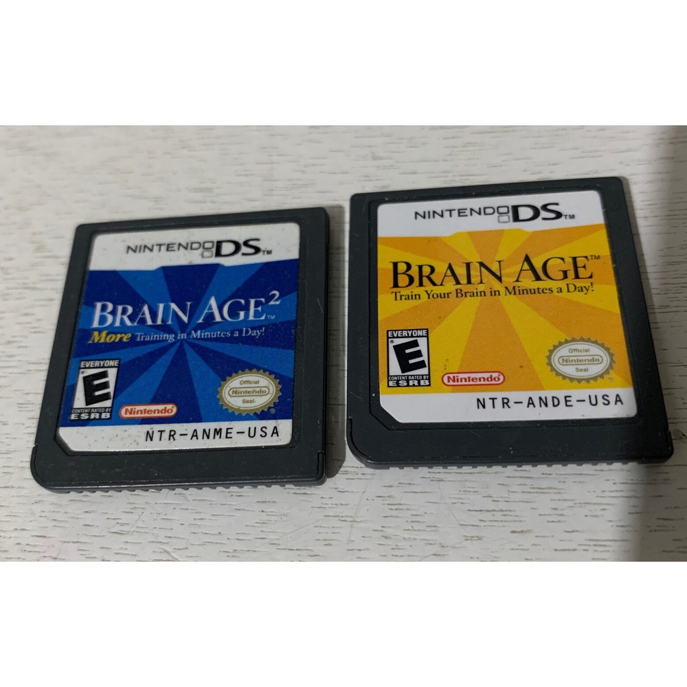 Nintendo DS Lot 2 Brain Age 1 & 2 Games Train Your Brain in Minutes a Day & More